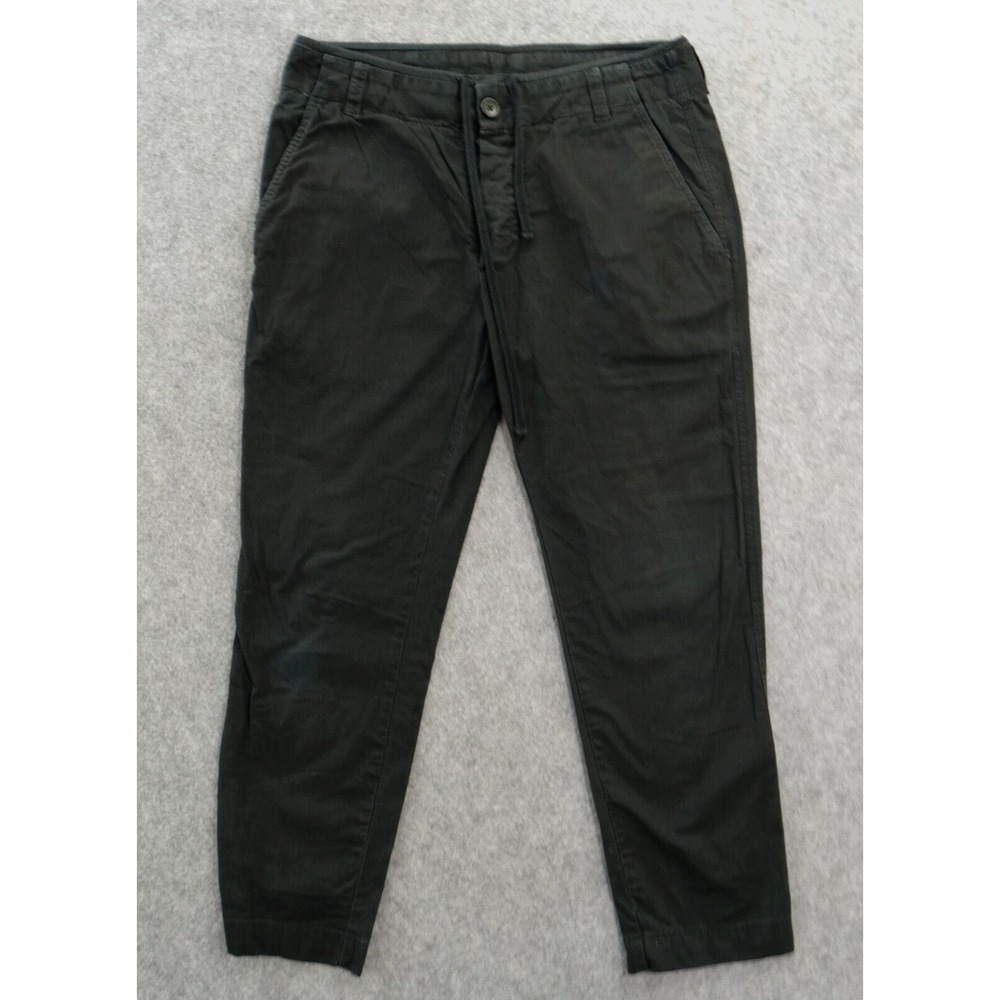 James Perse Pants Womens 28 Black Flat Front Drawstring Canvas Button Mid Rise